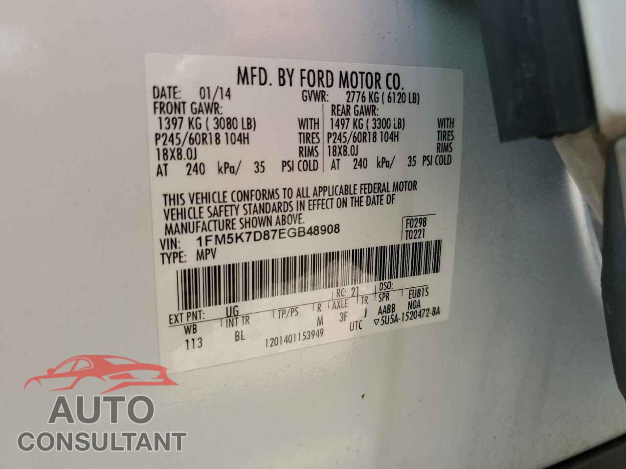 FORD EXPLORER 2014 - 1FM5K7D87EGB48908