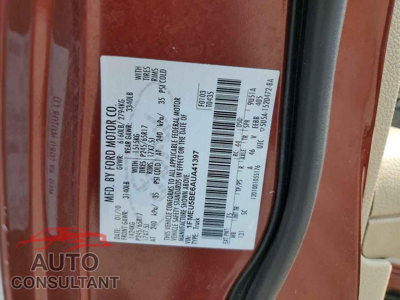 FORD EXPLORER 2010 - 1FMEU5BE6AUA41397