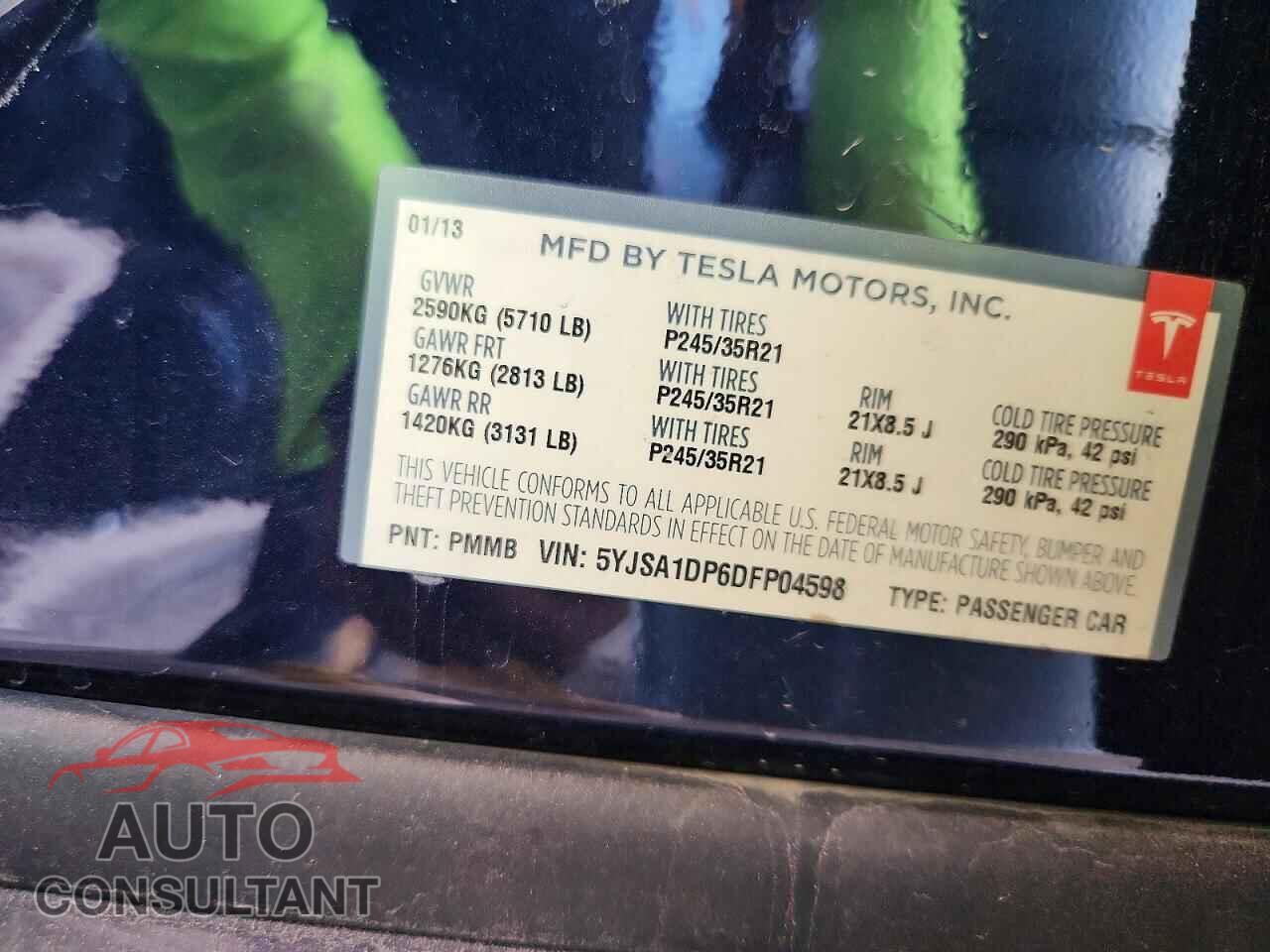TESLA MODEL S 2013 - 5YJSA1DP6DFP04598