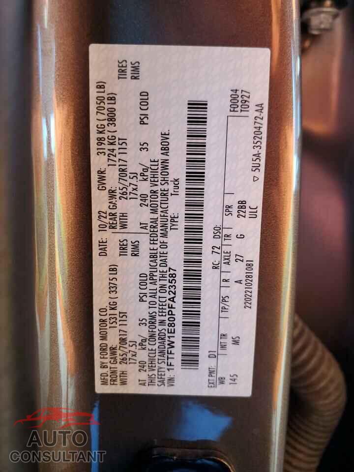 FORD F-150 2023 - 1FTFW1E80PFA23587