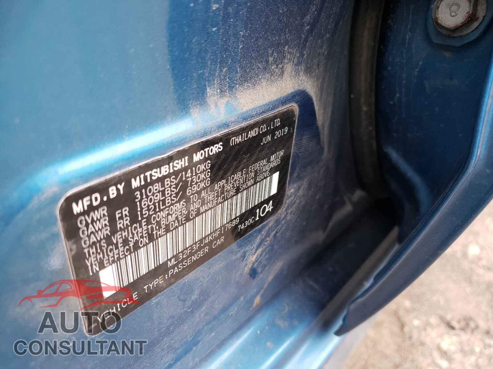 MITSUBISHI MIRAGE 2019 - ML32F3FJ4KHF17689