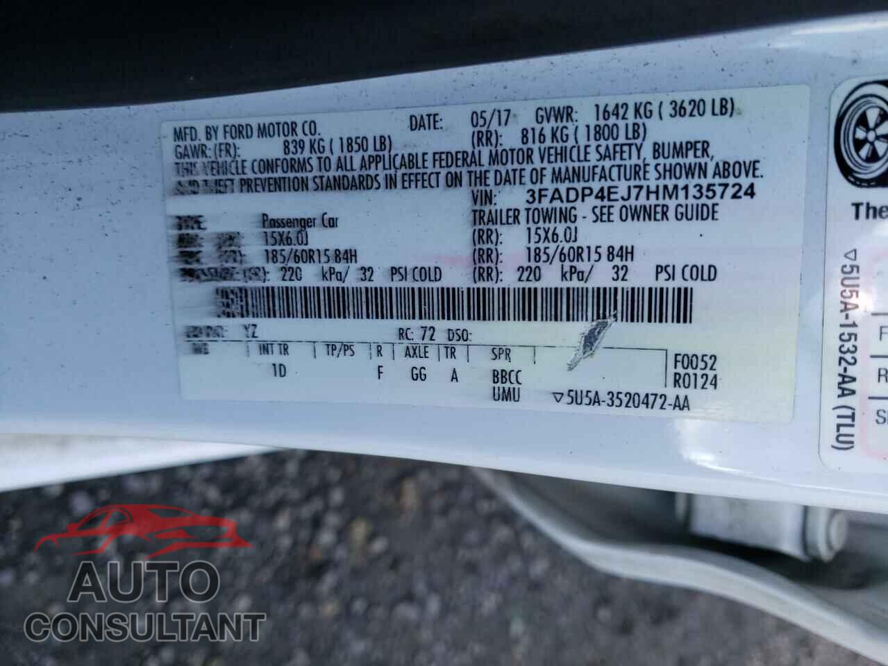 FORD FIESTA 2017 - 3FADP4EJ7HM135724