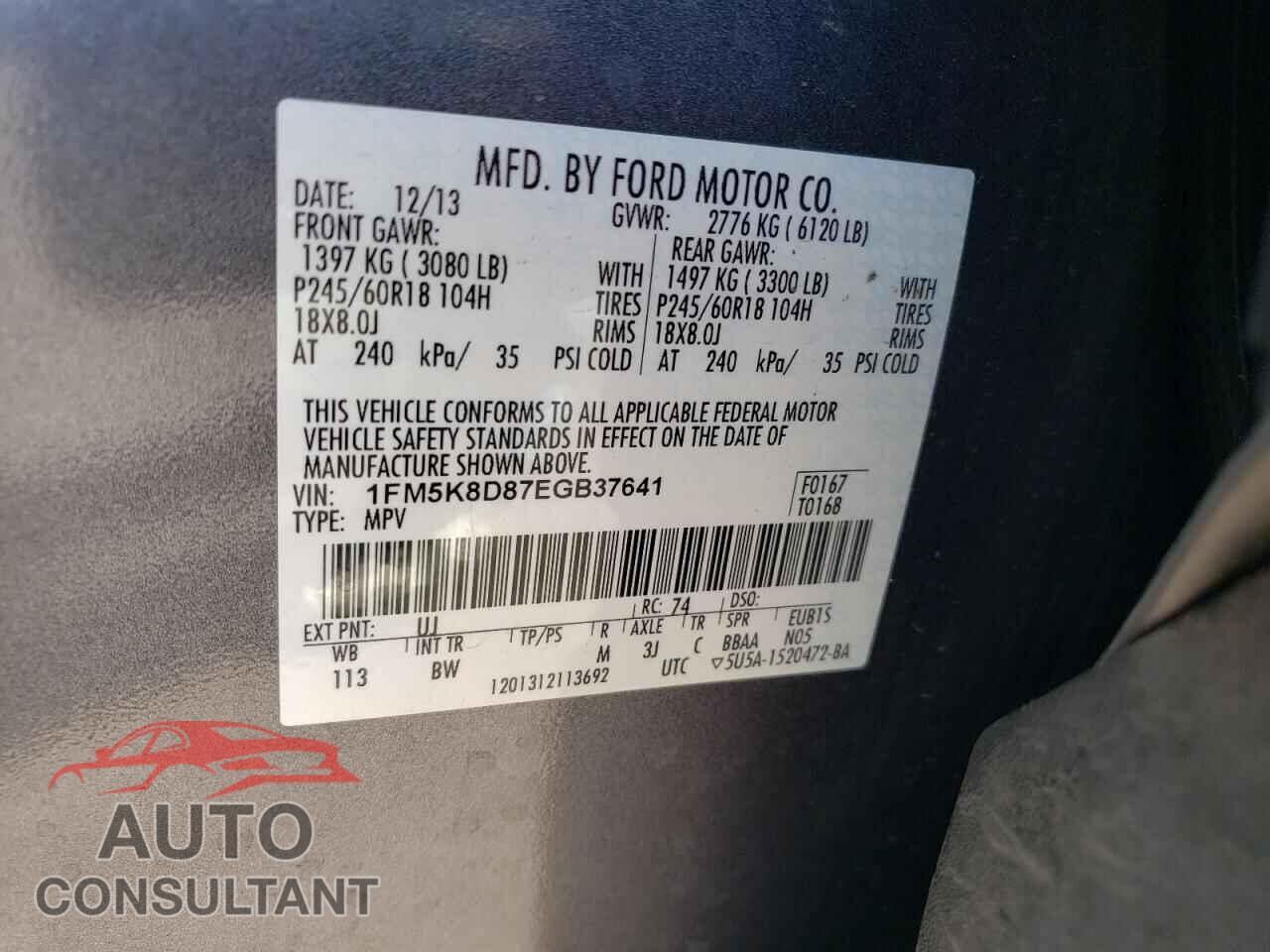 FORD EXPLORER 2014 - 1FM5K8D87EGB37641