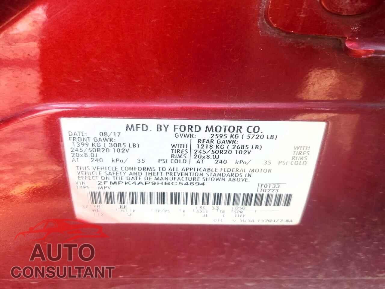 FORD EDGE 2017 - 2FMPK4AP9HBC54694