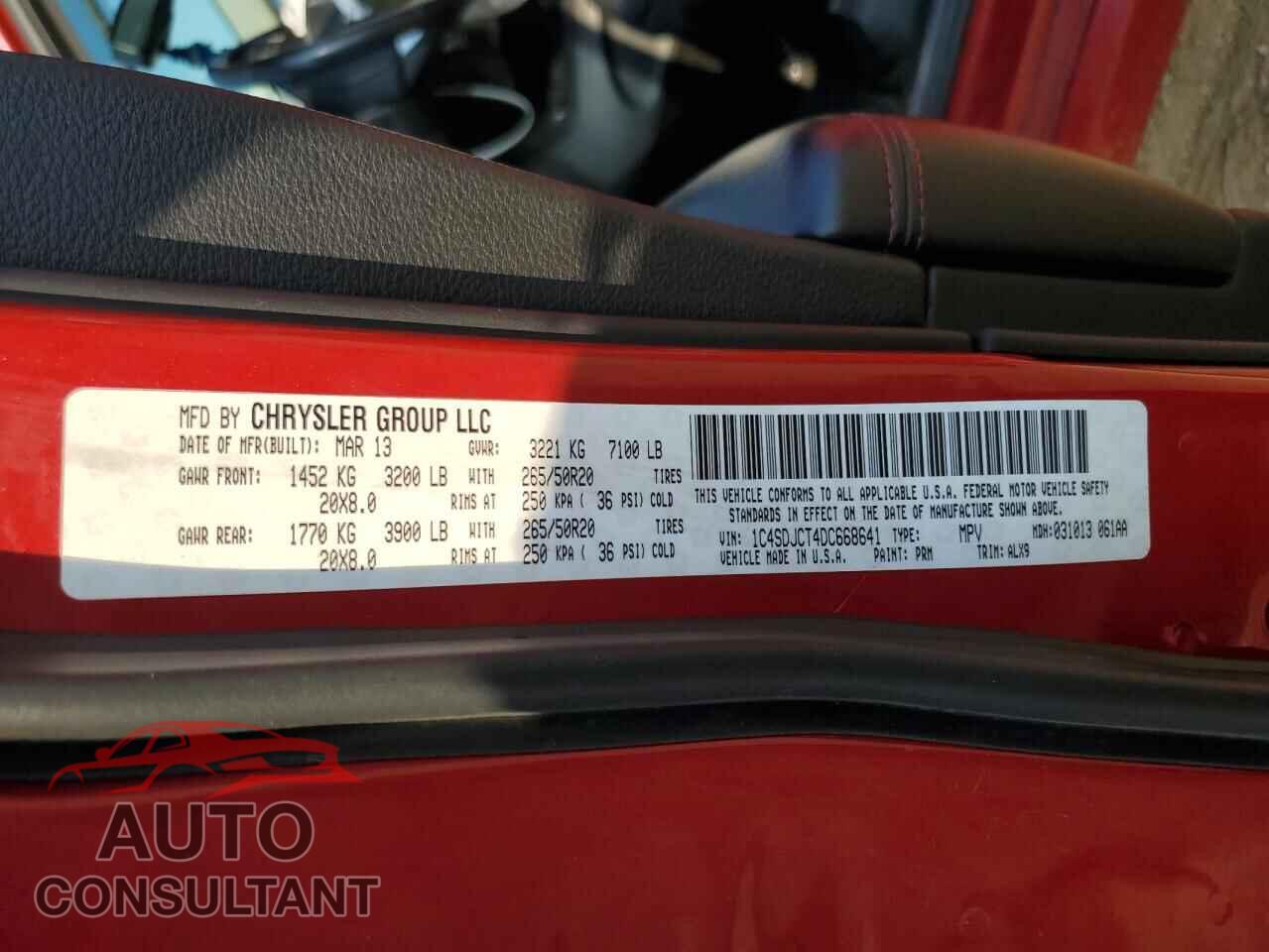 DODGE DURANGO 2013 - 1C4SDJCT4DC668641