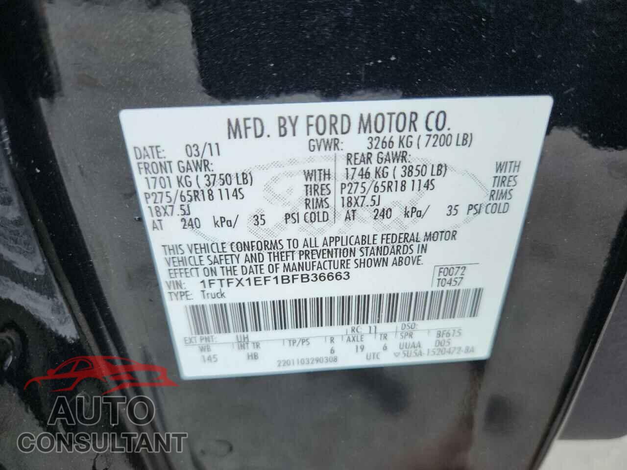 FORD F-150 2011 - 1FTFX1EF1BFB36663