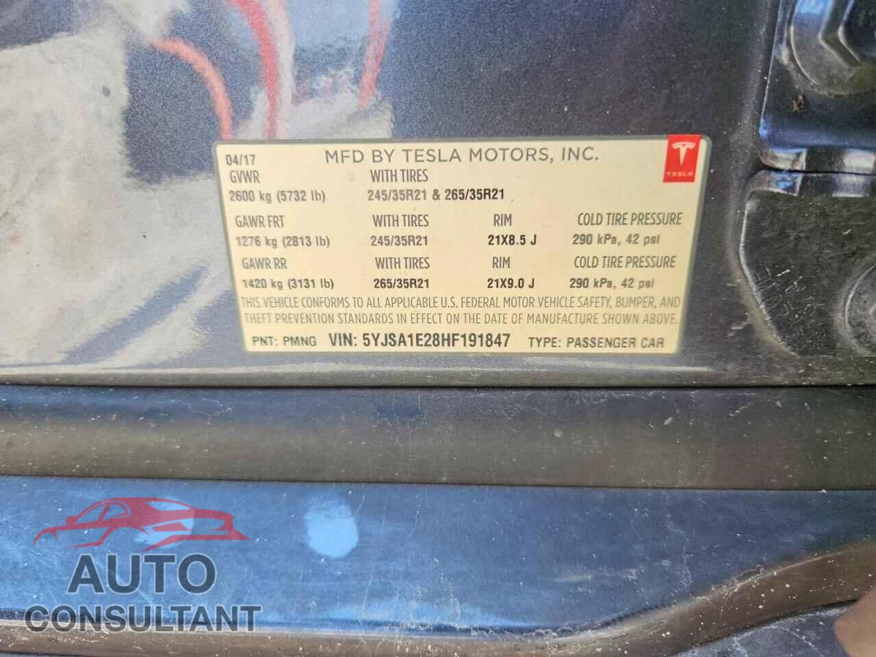 TESLA MODEL S 2017 - 5YJSA1E28HF191847