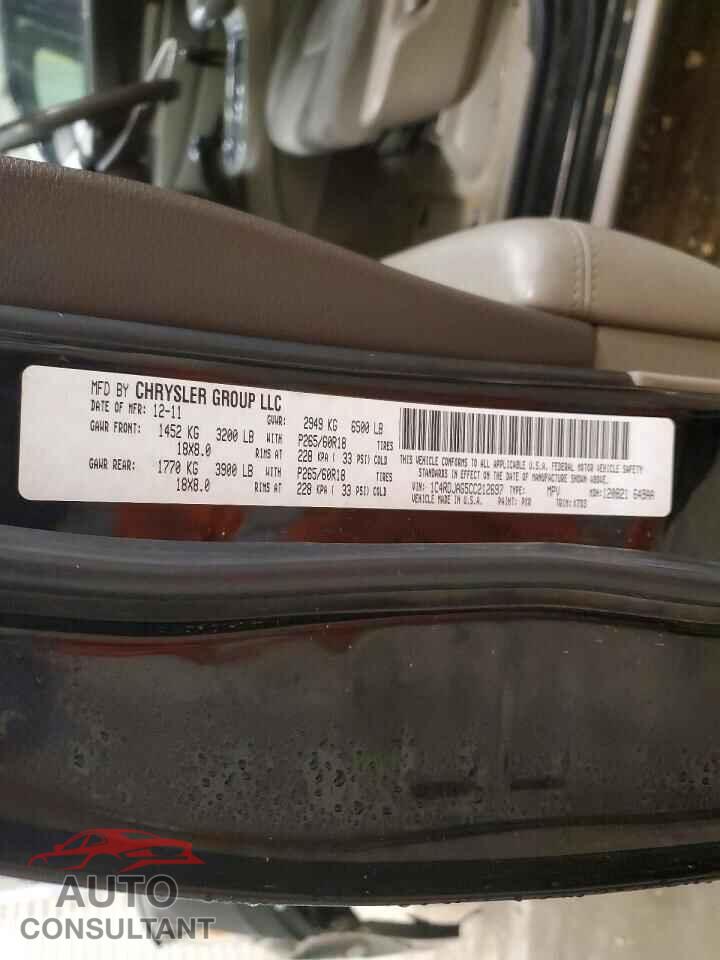 DODGE DURANGO 2012 - 1C4RDJAG5CC212697