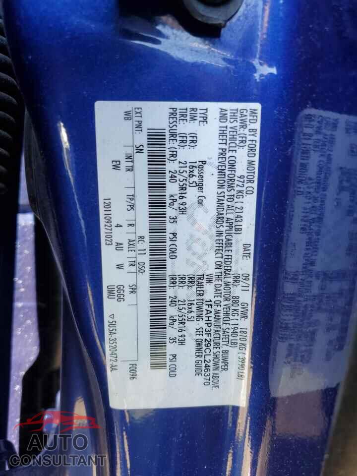 FORD FOCUS 2012 - 1FAHP3F29CL246370