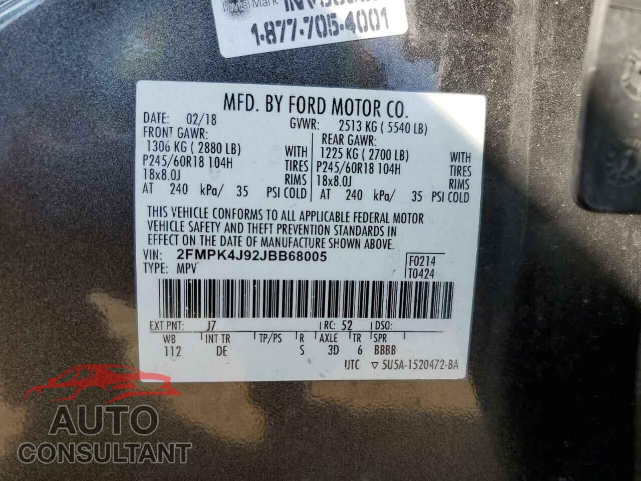 FORD EDGE 2018 - 2FMPK4J92JBB68005