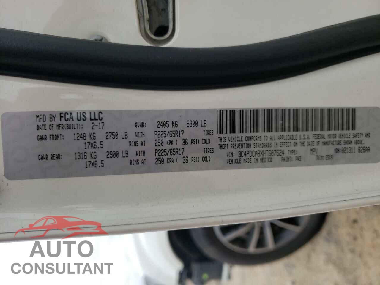 DODGE JOURNEY 2017 - 3C4PDCABXHT607624