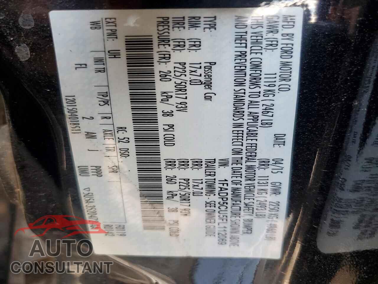 FORD CMAX 2015 - 1FADP5CU5FL112069
