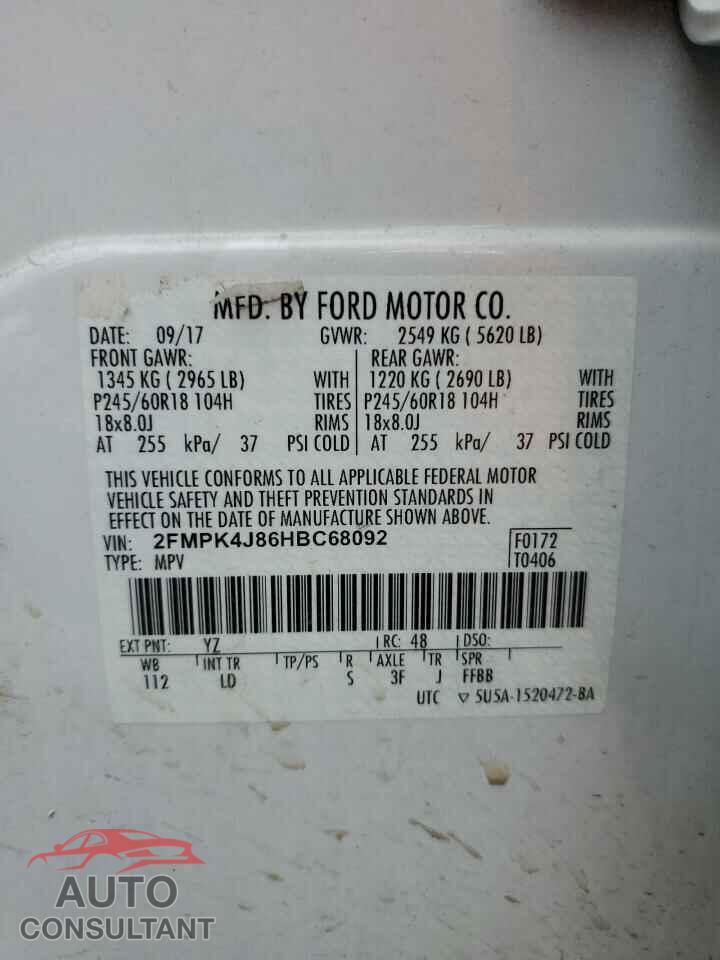 FORD EDGE 2017 - 2FMPK4J86HBC68092