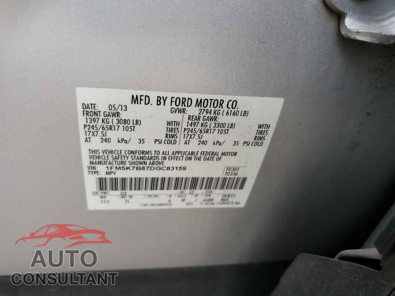 FORD EXPLORER 2013 - 1FM5K7B87DGC83159