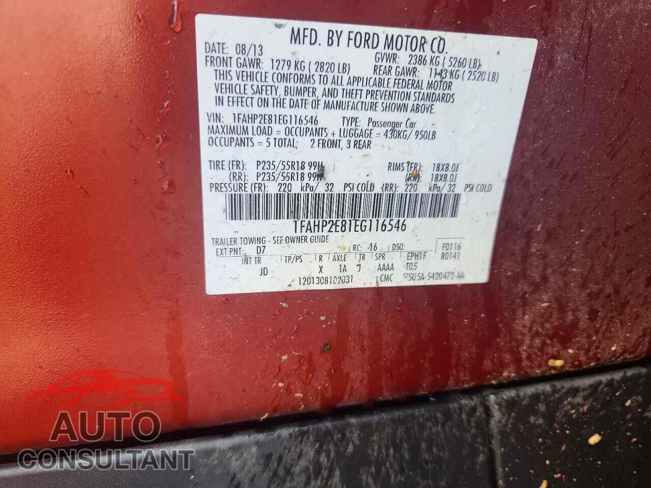 FORD TAURUS 2014 - 1FAHP2E81EG116546