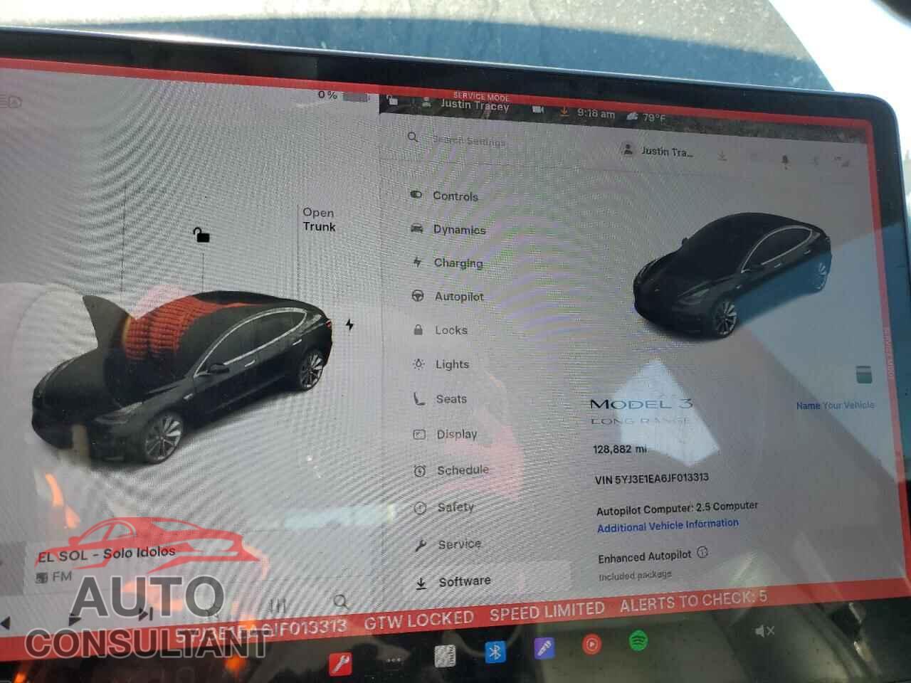 TESLA MODEL 3 2018 - 5YJ3E1EA6JF013313