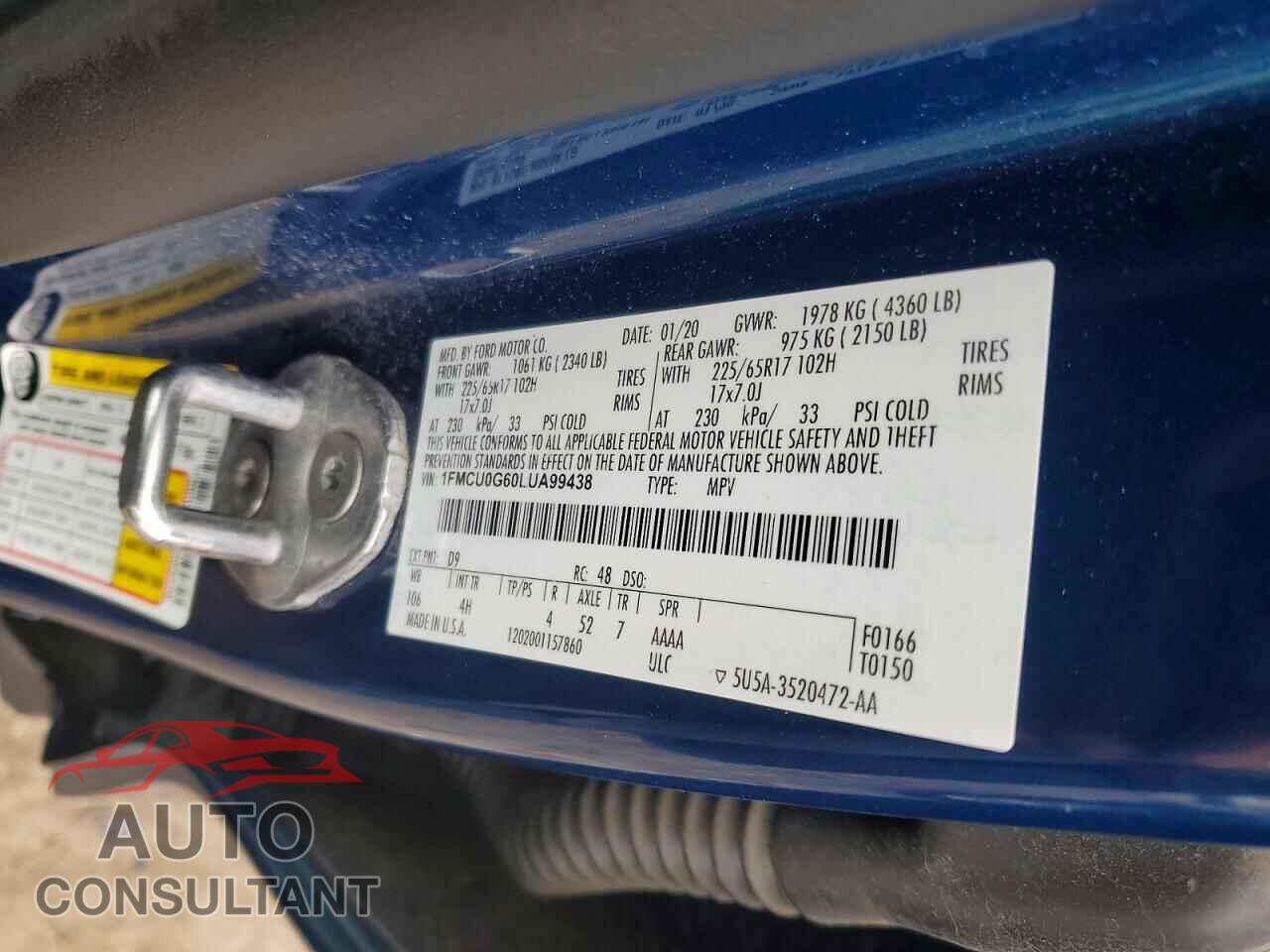 FORD ESCAPE 2020 - 1FMCU0G60LUA99438
