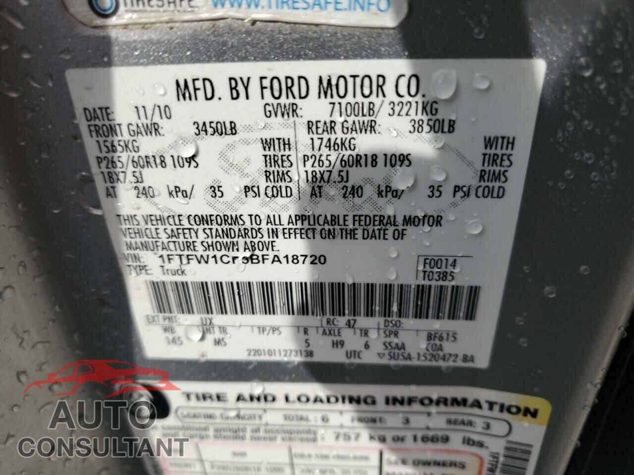 FORD F-150 2011 - 1FTFW1CF3BFA18720