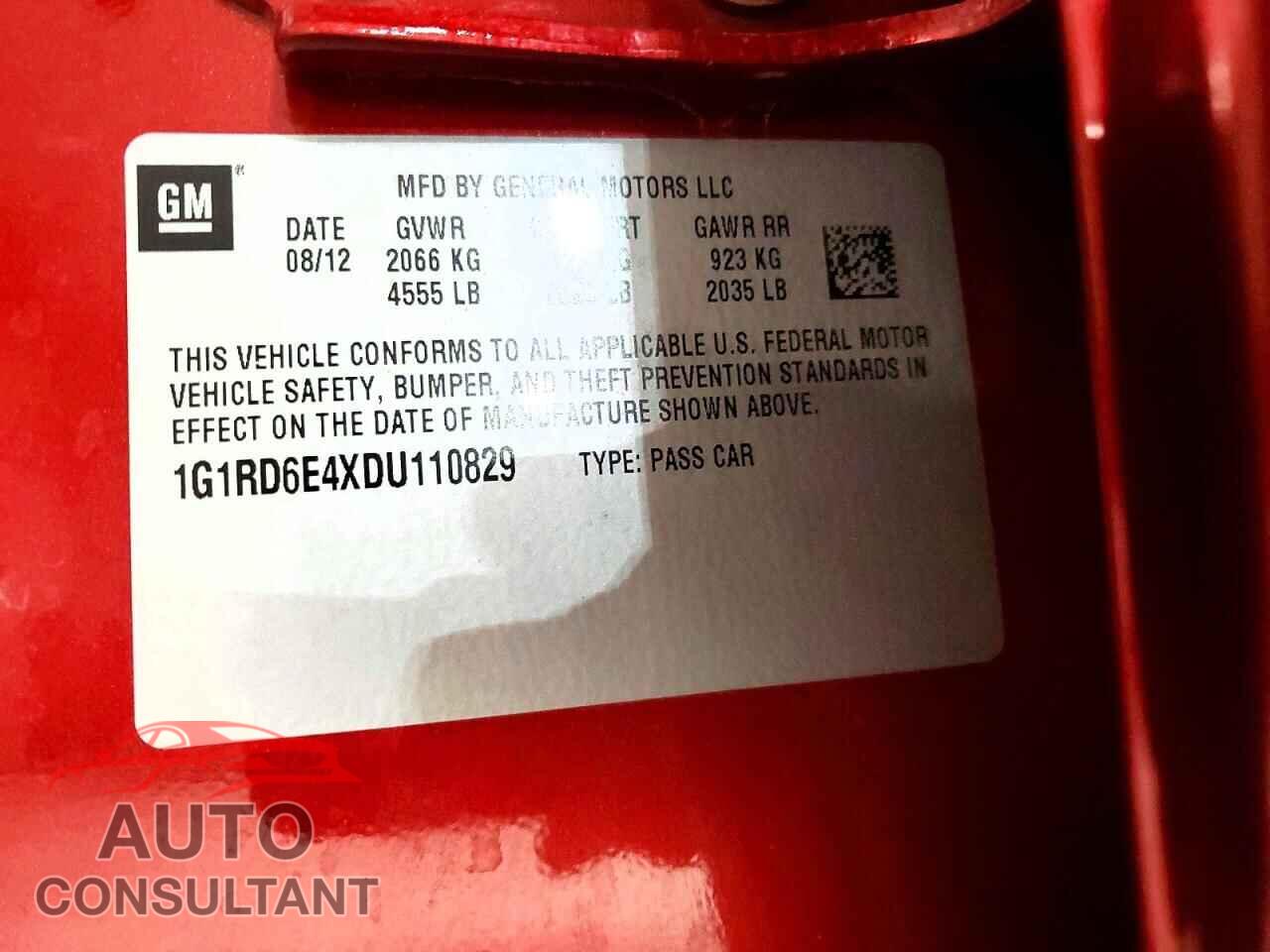 CHEVROLET VOLT 2013 - 1G1RD6E4XDU110829