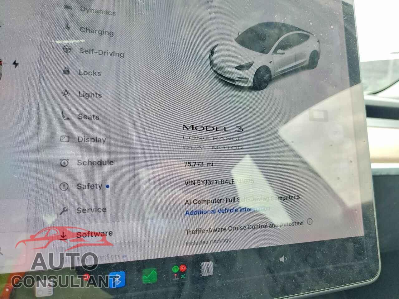TESLA MODEL 3 2020 - 5YJ3E1EB4LF741675