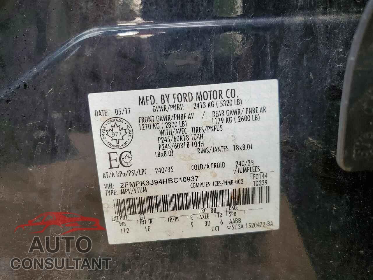 FORD EDGE 2017 - 2FMPK3J94HBC10937