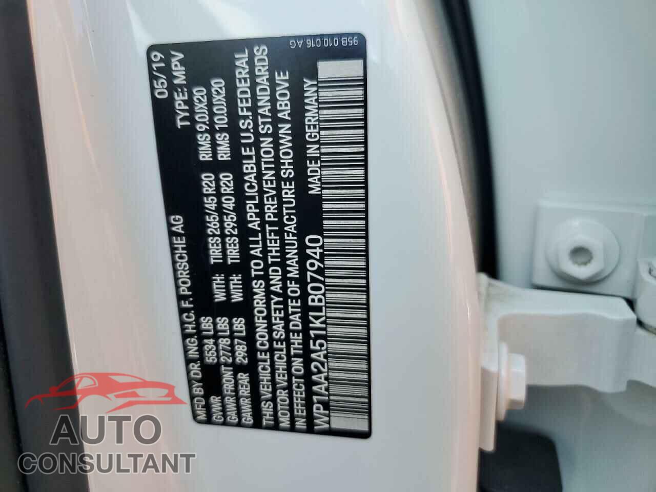 PORSCHE MACAN 2019 - WP1AA2A51KLB07940