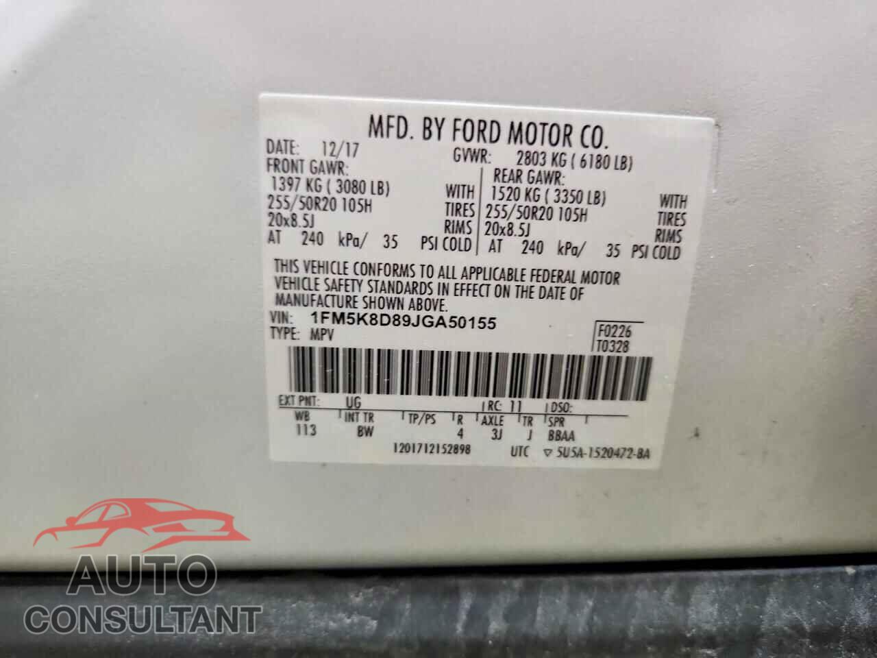FORD EXPLORER 2018 - 1FM5K8D89JGA50155