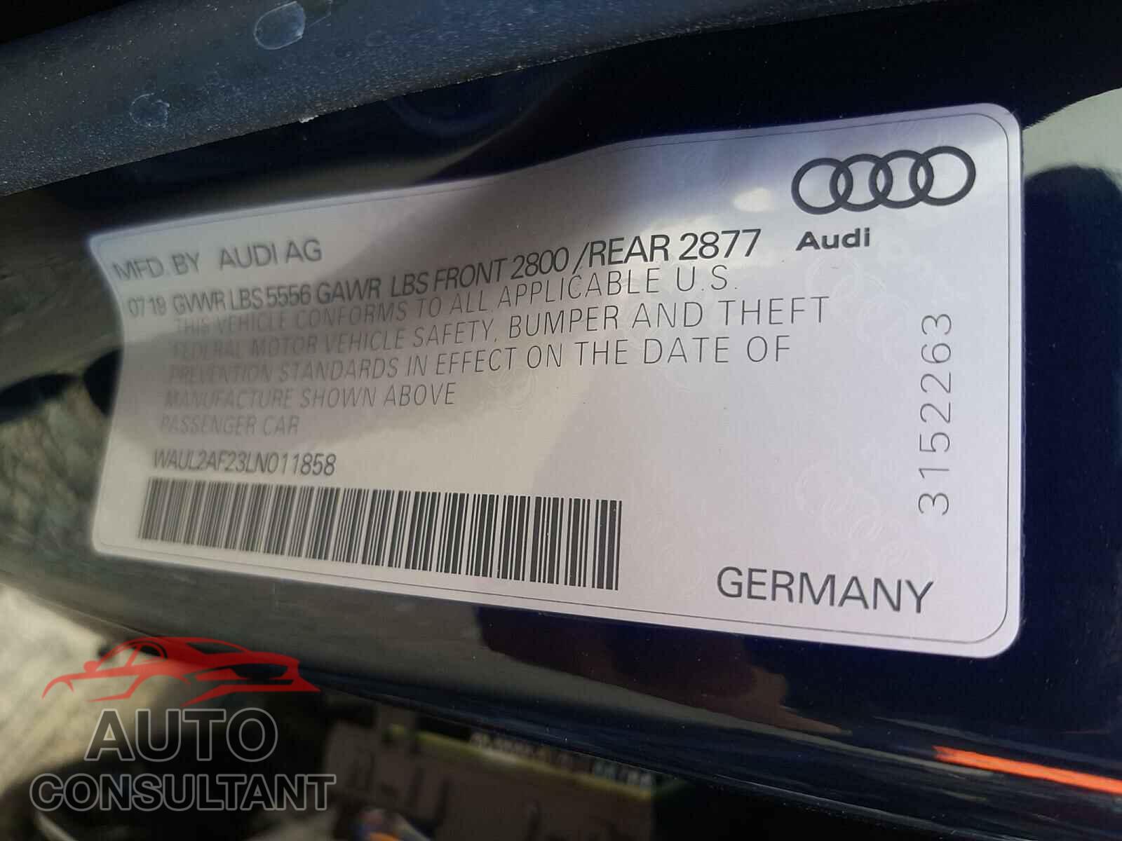 AUDI A6 2020 - WAUL2AF23LN011858