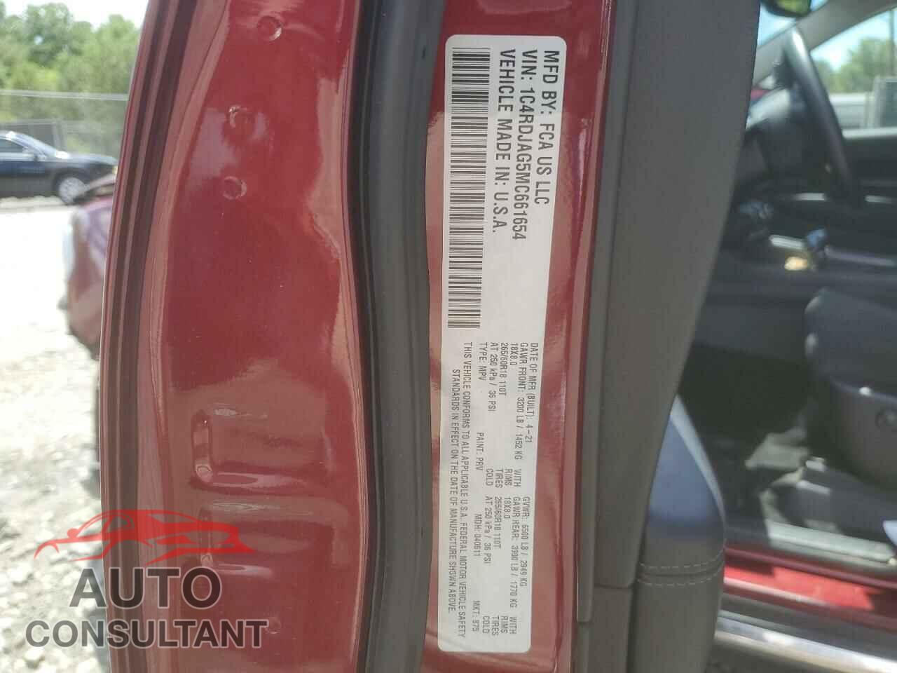DODGE DURANGO 2021 - 1C4RDJAG5MC661654