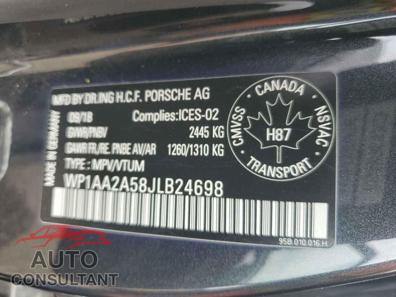 PORSCHE MACAN 2018 - WP1AA2A58JLB24698