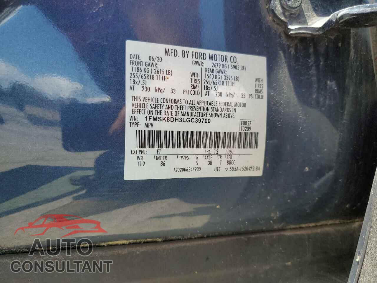 FORD EXPLORER 2020 - 1FMSK8DH3LGC39700