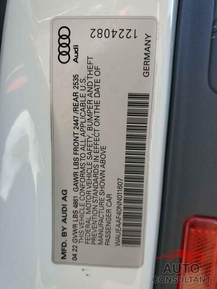 AUDI A4 2022 - WAUEAAF40NN011607