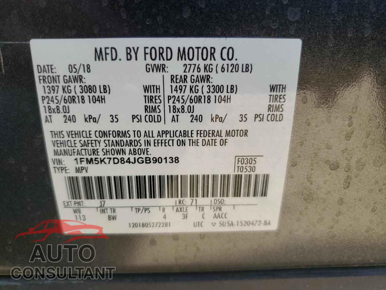 FORD EXPLORER 2018 - 1FM5K7D84JGB90138