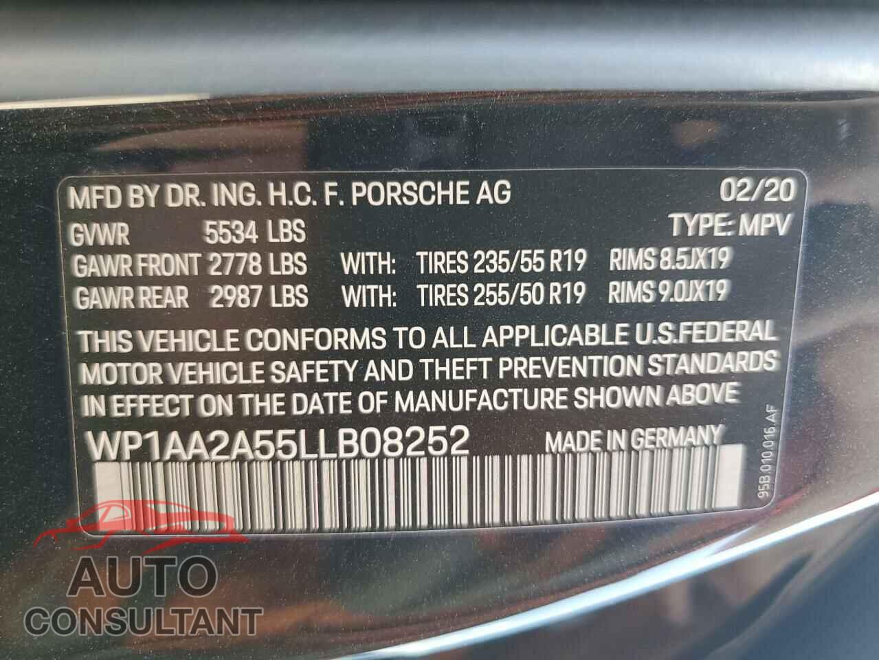 PORSCHE MACAN 2020 - WP1AA2A55LLB08252