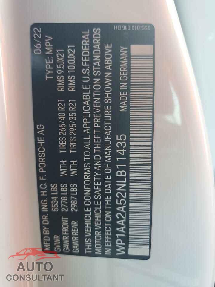 PORSCHE MACAN 2022 - WP1AA2A52NLB11435