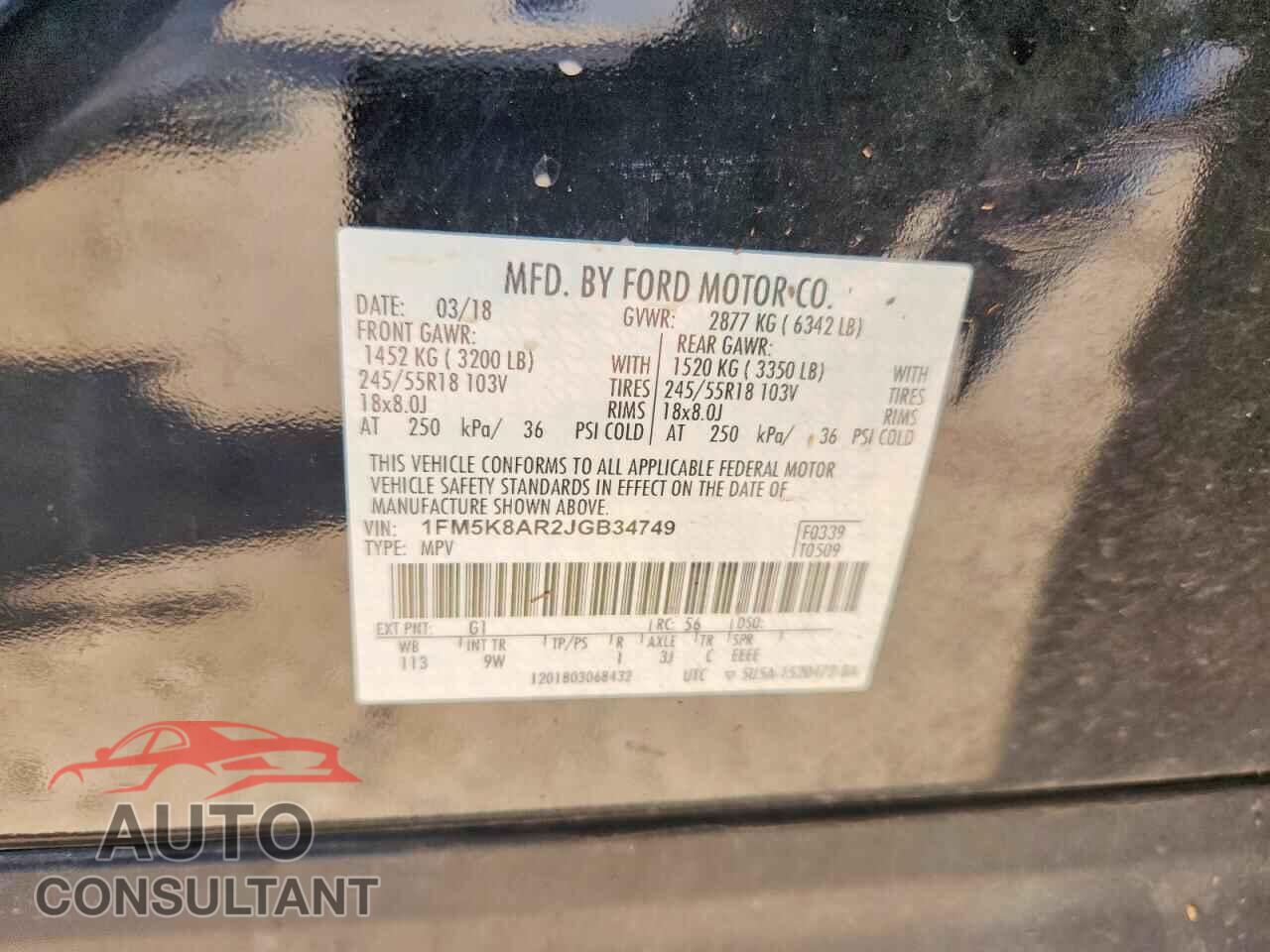 FORD EXPLORER 2018 - 1FM5K8AR2JGB34749