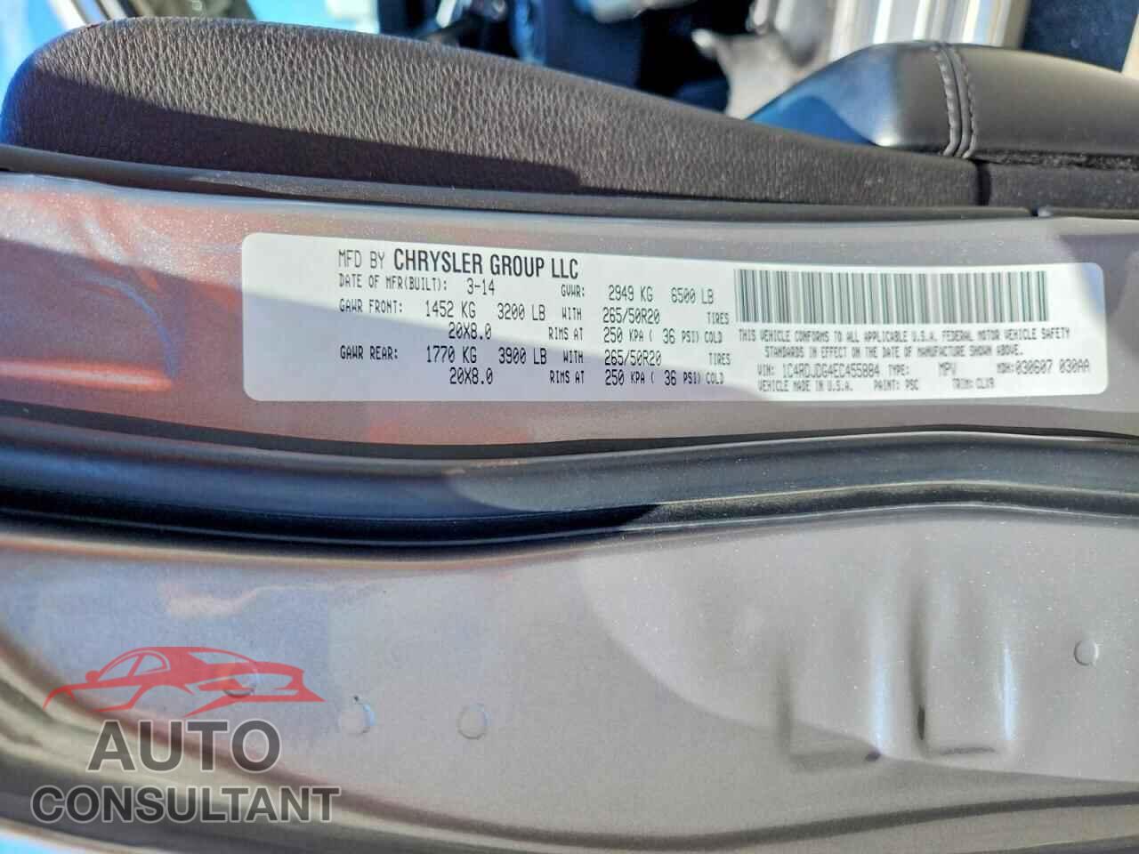 DODGE DURANGO 2014 - 1C4RDJDG4EC455884