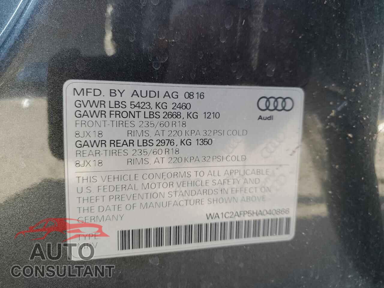 AUDI Q5 2017 - WA1C2AFP5HA040866