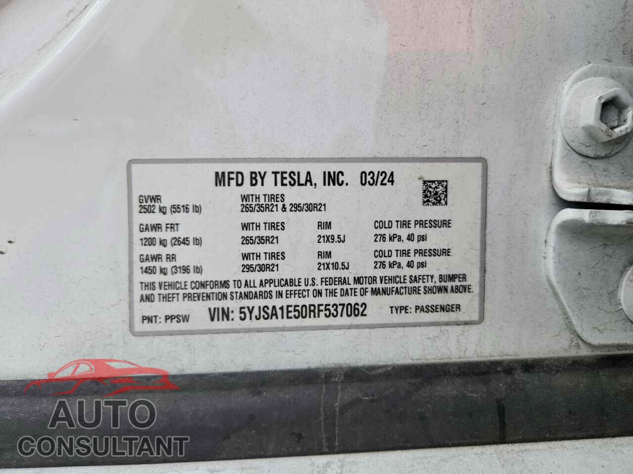 TESLA MODEL S 2024 - 5YJSA1E50RF537062
