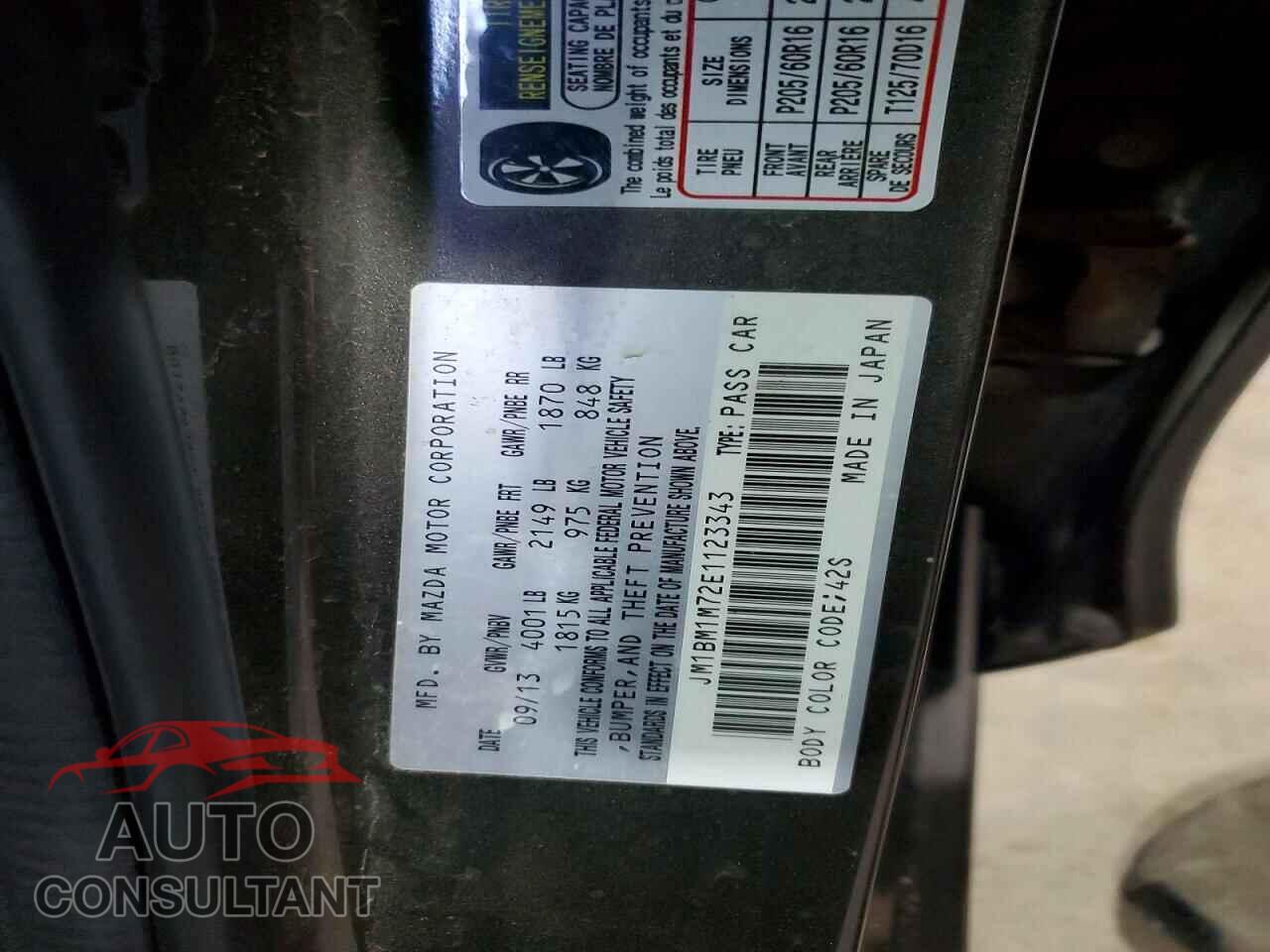 MAZDA 3 2014 - JM1BM1M72E1123343