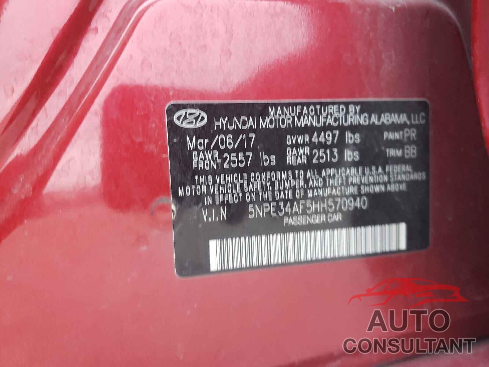 HYUNDAI SONATA 2017 - 5NPE34AF5HH570940