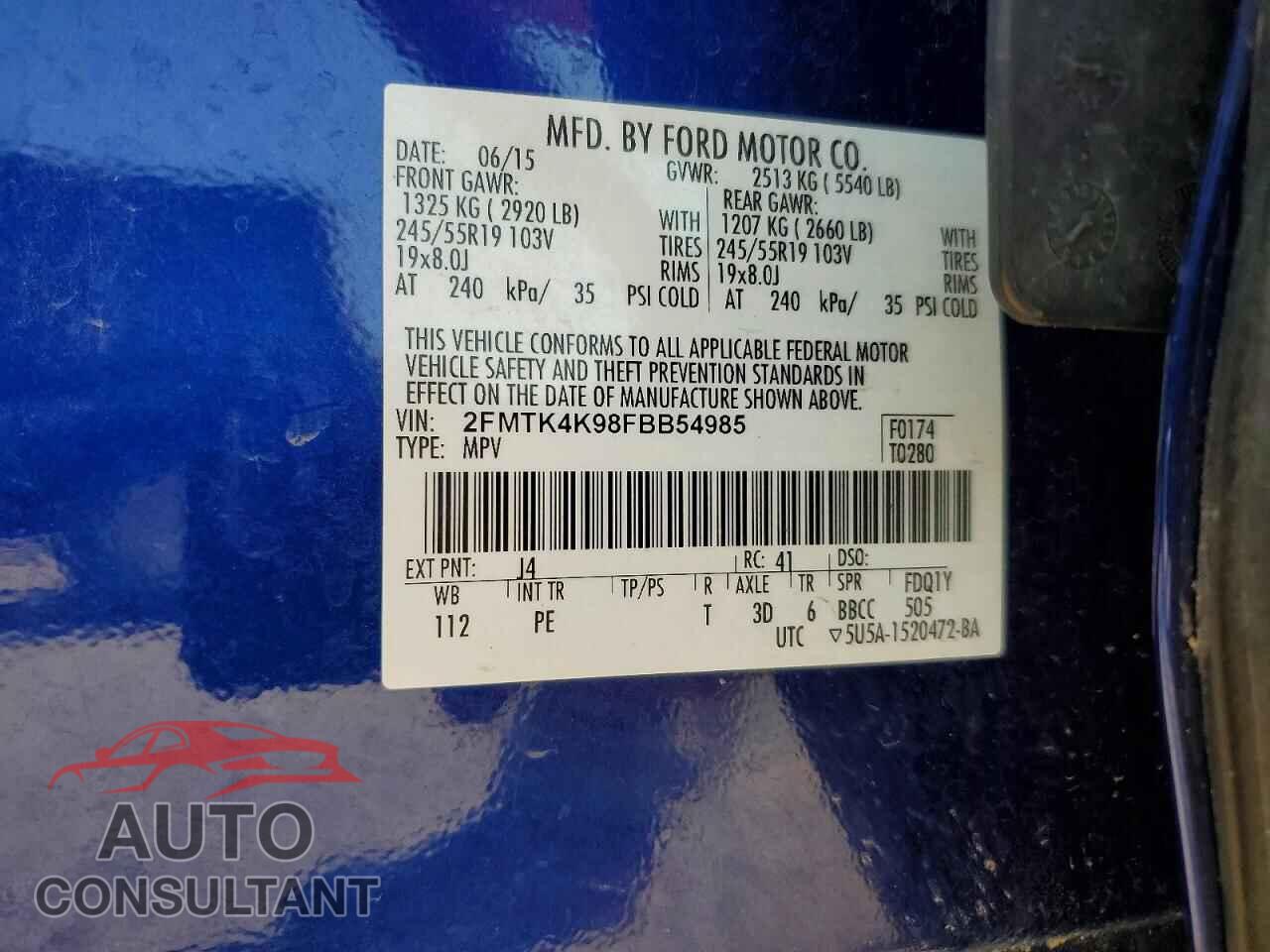 FORD EDGE 2015 - 2FMTK4K98FBB54985