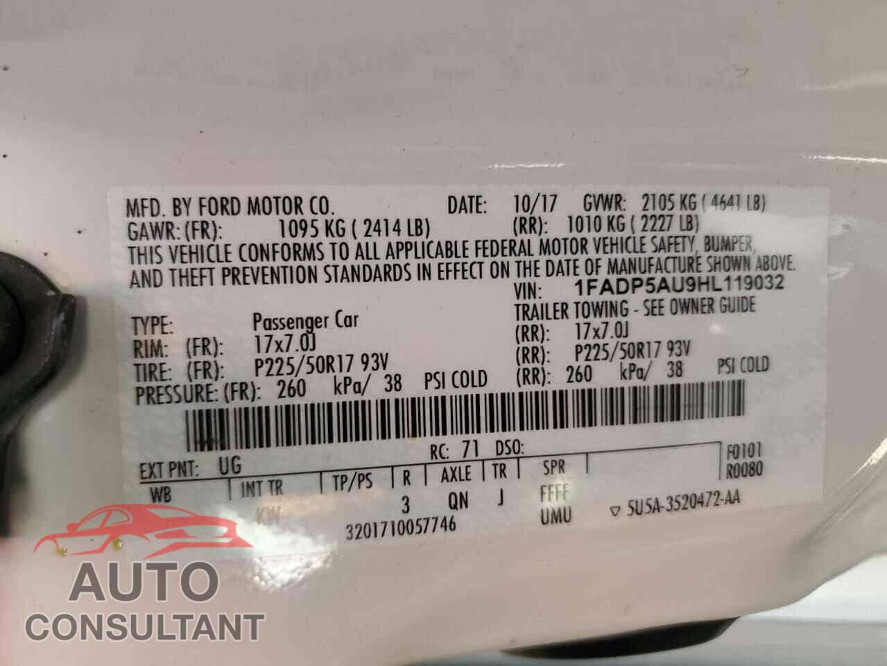 FORD CMAX 2017 - 1FADP5AU9HL119032