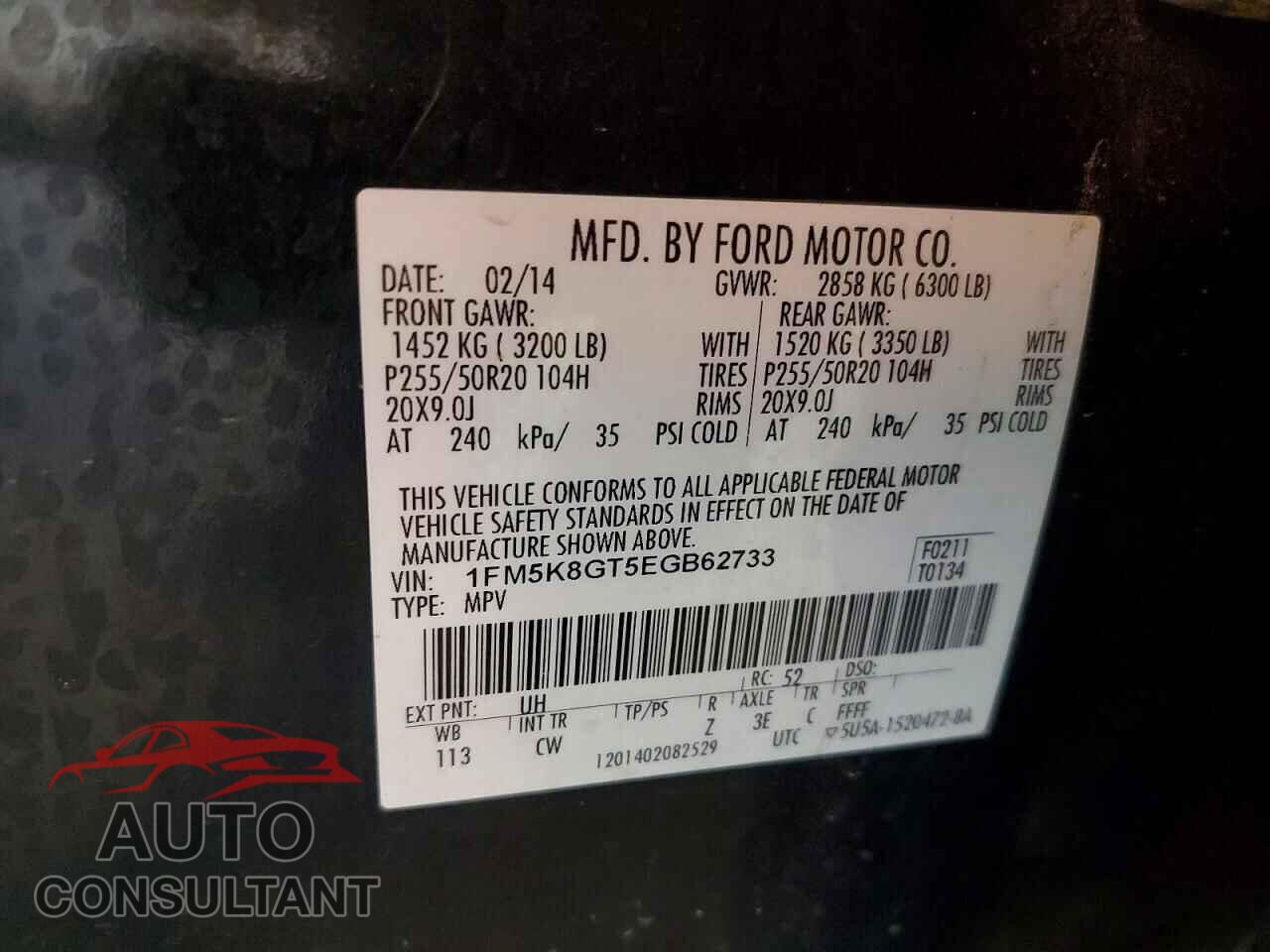 FORD EXPLORER 2014 - 1FM5K8GT5EGB62733