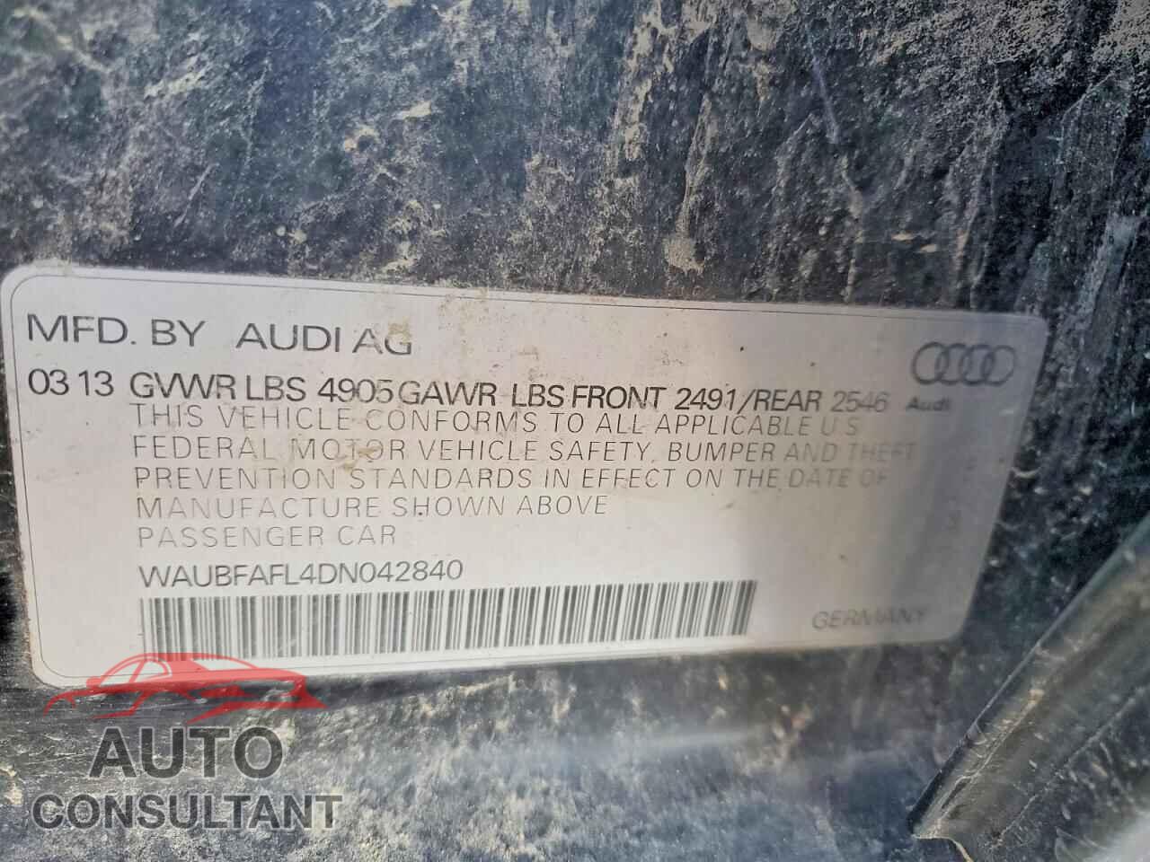 AUDI A4 2013 - WAUBFAFL4DN042840
