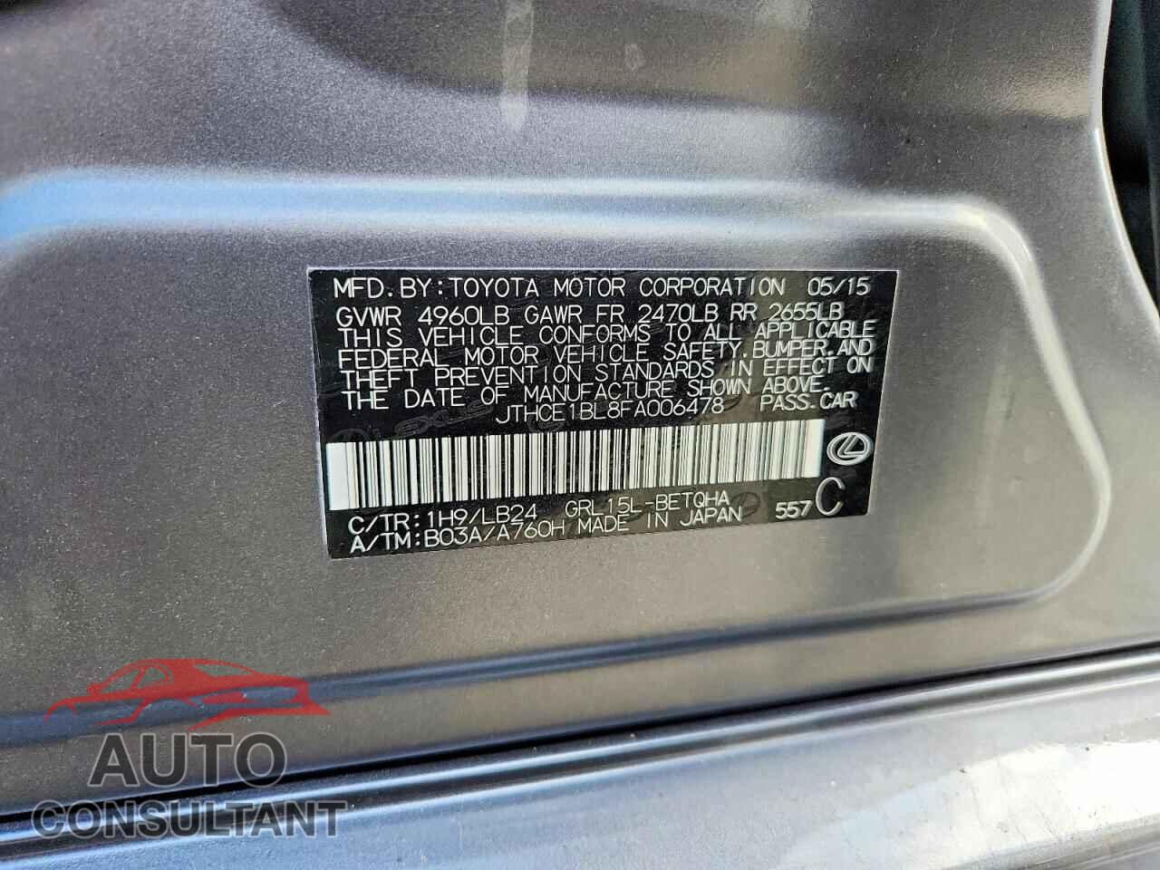 LEXUS GS350 2015 - JTHCE1BL8FA006478