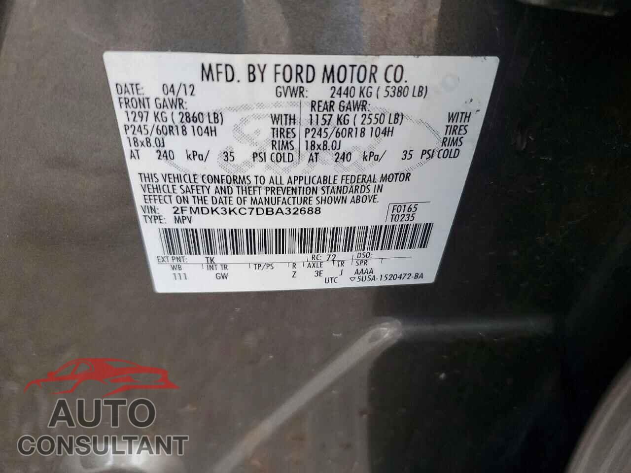 FORD EDGE 2013 - 2FMDK3KC7DBA32688