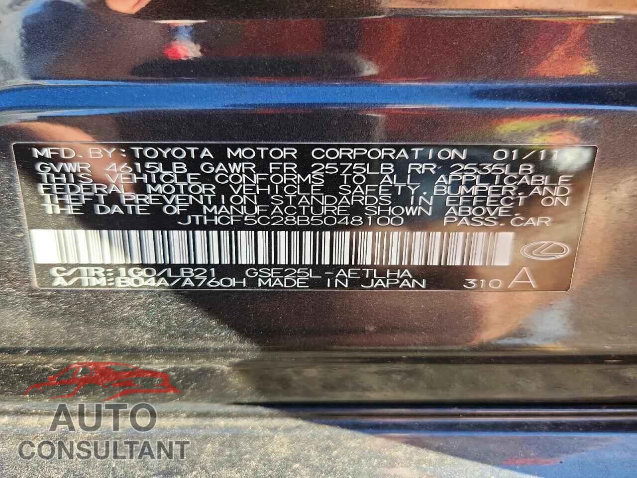 LEXUS IS 2011 - JTHCF5C28B5048100
