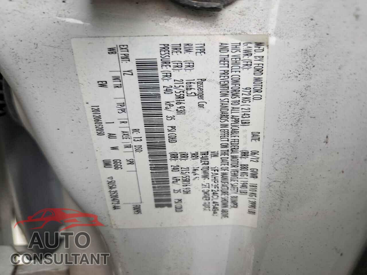 FORD FOCUS 2012 - 1FAHP3F24CL454947