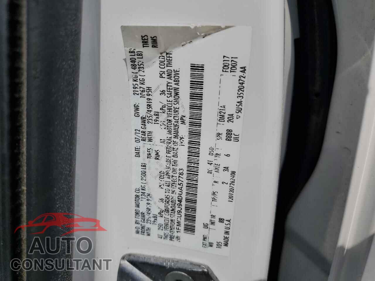 FORD ESCAPE 2013 - 1FMCU9J94DUA57783